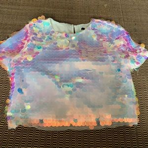 Sequin short sleeve top